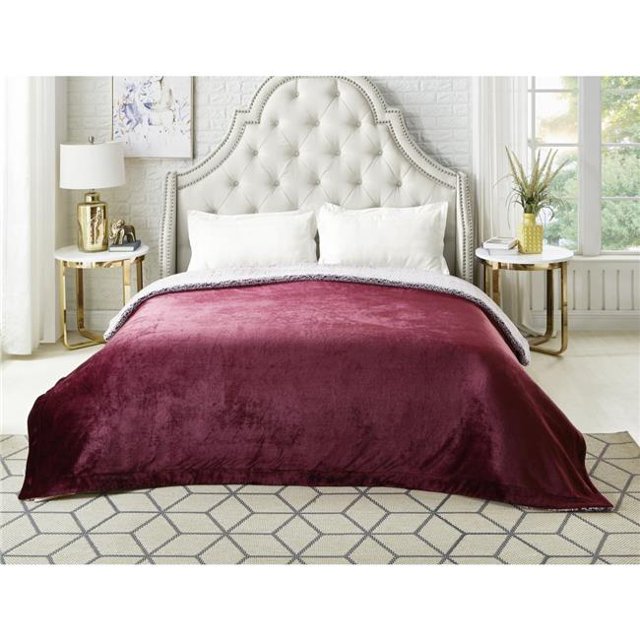 Cozy Tyme B173-20PLT-UE Couverture en Flanelle Réversible Sherpa Pascal 60 x 80 Po, Violet