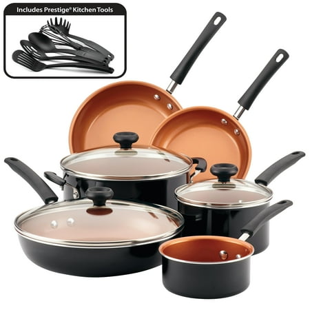 Black Professional Cookware - Farberware Easy Clean Pro Nonstick Black Cookware Set, 14 Piece
