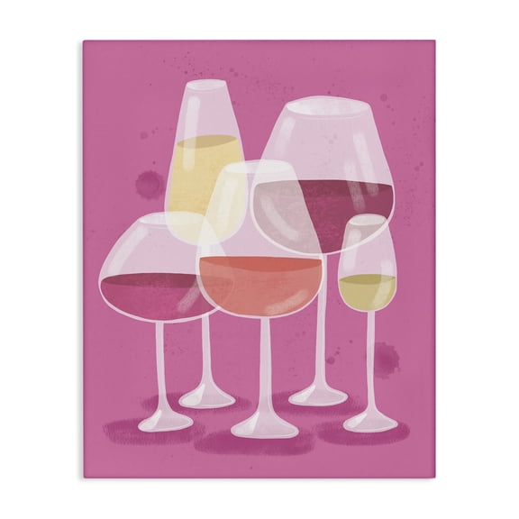 Stupell Industries Varied Wine Glasses Food & Beverage Painting Wrapped Canvas Art Print Wall Art, 16 x 20