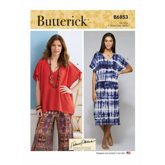 Butterick Sewing Pattern 6853 Tunics, Tops, Dresses Y (XS-S-M)