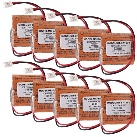 (Pack of 10) MR-BAT6V1 2CR17335A WK17 6V 1800mAh Battery Compatible for M80 Driver MR-J4 servo System with Plug