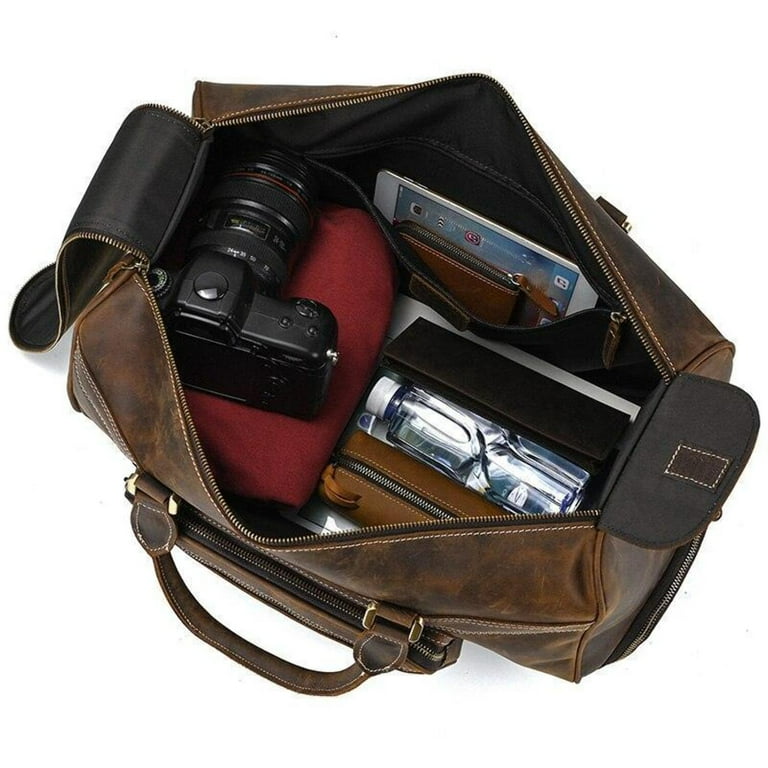 Mens Large Genuine Leather Luggage Trolley Bag On Wheels. Walmart