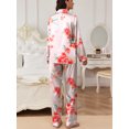 thumbnail image 7 of Avidlove Women Satin Pajama Set Silky Long Sleeve Sleepwear Soft Floral Print Pj Set Button Down Nightwear S-XXL, 7 of 7