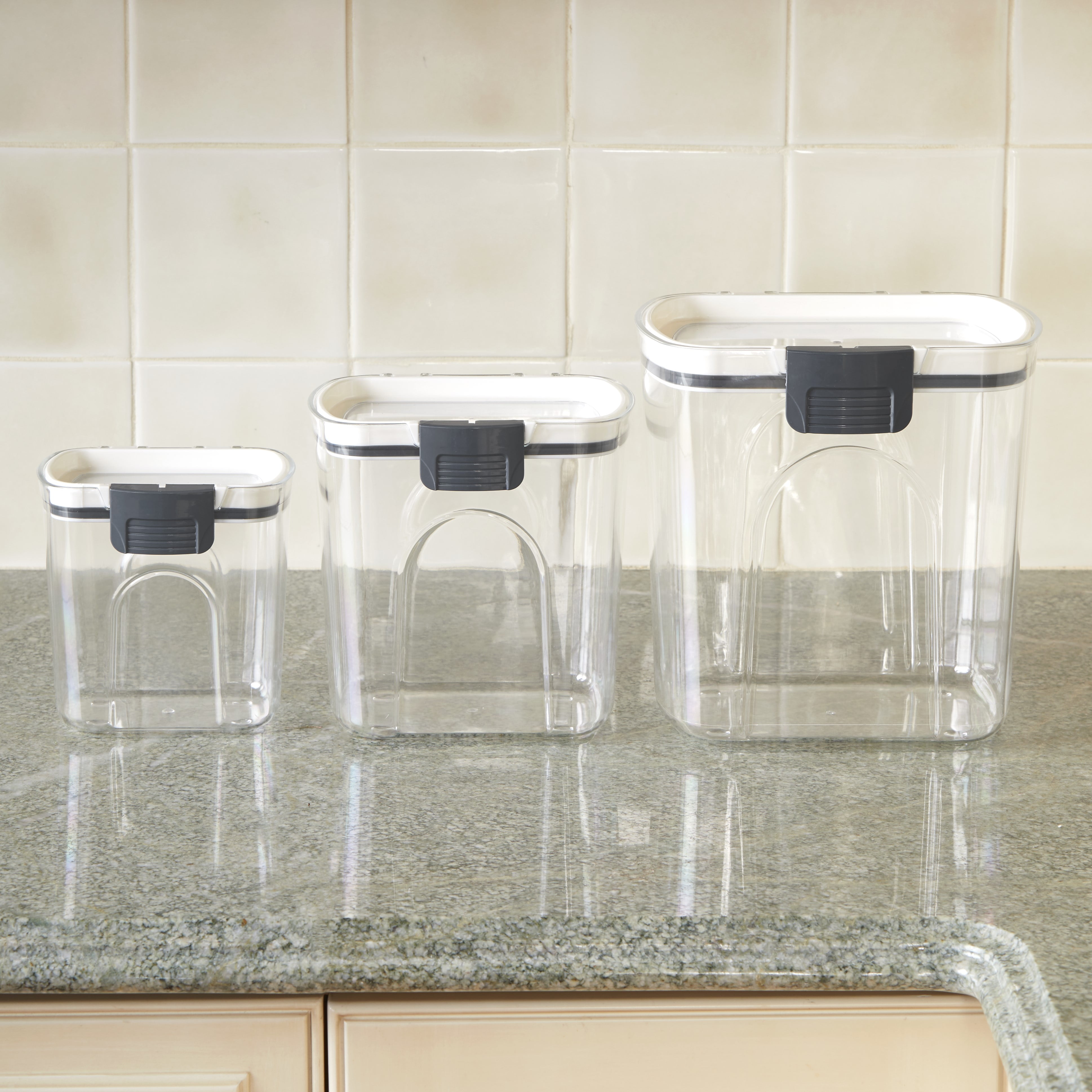 3-Piece Acrylic Canister Set with Airtight Clamp Lids, Food Storage Co -  Chef Specialties