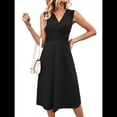 thumbnail image 1 of Vestido de Verano Sin Mangas con Cuello en V Cruzado para Mujer, Vestido de Tirantes Acampanado Negro M, 1 of 8