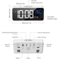 thumbnail image 3 of Reloj despertador digital LED, reloj de noche con espejo recargable con pantalla de temperatura, repetición, sin tictac, volumen y brillo ajustables, 2 alarmas con 13 música Sailing  Electrónica, 3 of 6