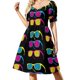 thumbnail image 2 of Vestido de manga corta para mujer Groovy Disco, falda de verano, vestidos de noche elegantes para mujer, vestidos de cumpleaños 2025 para mujer, vestido, 2 of 7