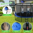 thumbnail image 5 of Kumix 12FT Trampoline with Enclosure, Basketball Hoop, LED Light, Sprinkler, Socks, Wind Stakes, Outdoor Heavy Duty Galvanized Full Spray Round Trampoline for Adults and Kids, Blue, 5 of 8