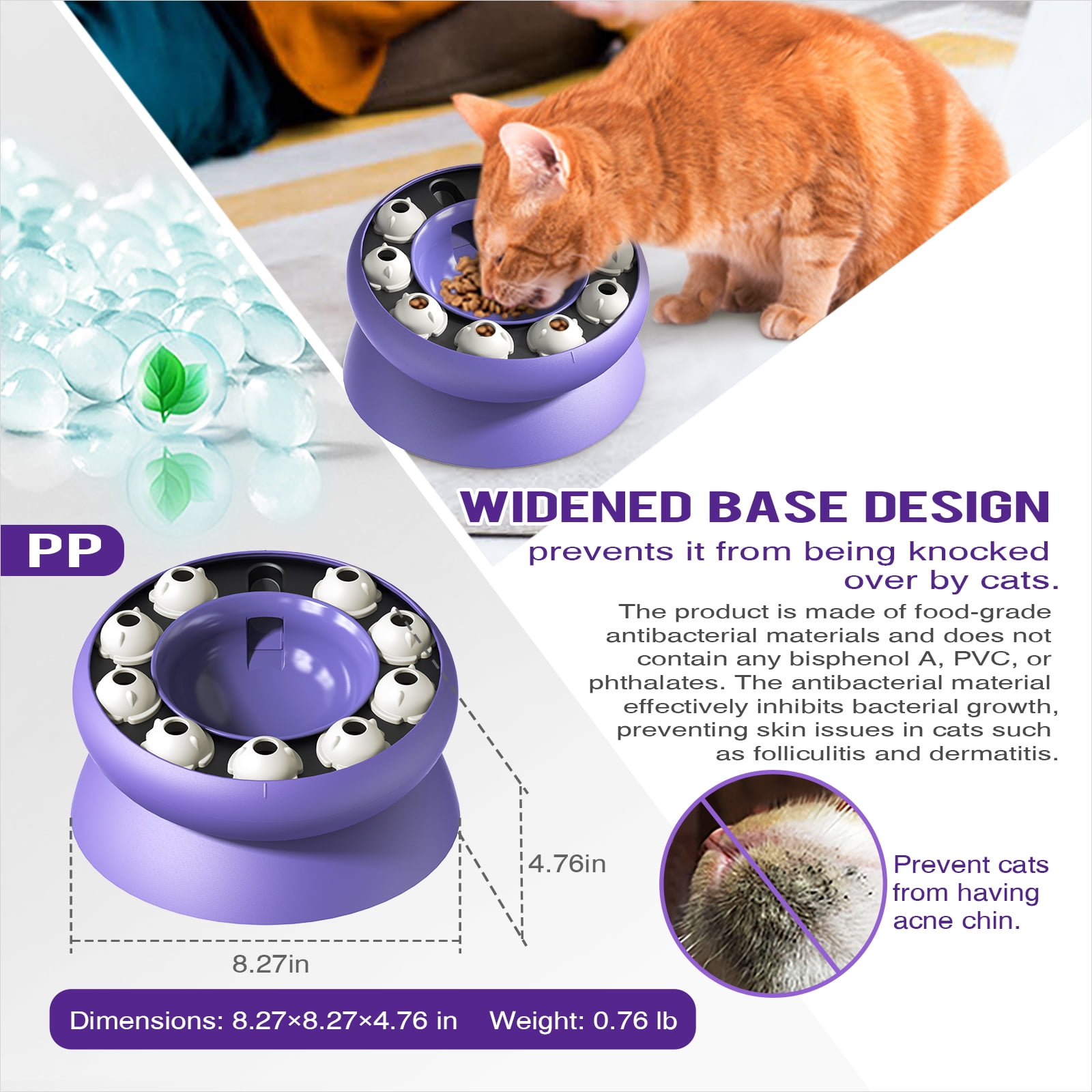 KADTC Cat Weight Loss Bowl for Indoor Cats Slow Feeder Kitten Puzzle Toys Treat Dispensing Food Dispenser Kitty Enrichment Game