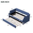 thumbnail image 5 of Seizeen Upholstered Daybed with Trundle, Twin Size Sofa Bed with Wooden Slats Support, Platform Sofa Bed and Trundle Bed Frame Set, Space Saving Living Room Furniture, No Box Spring Needed, Blue, 5 of 10