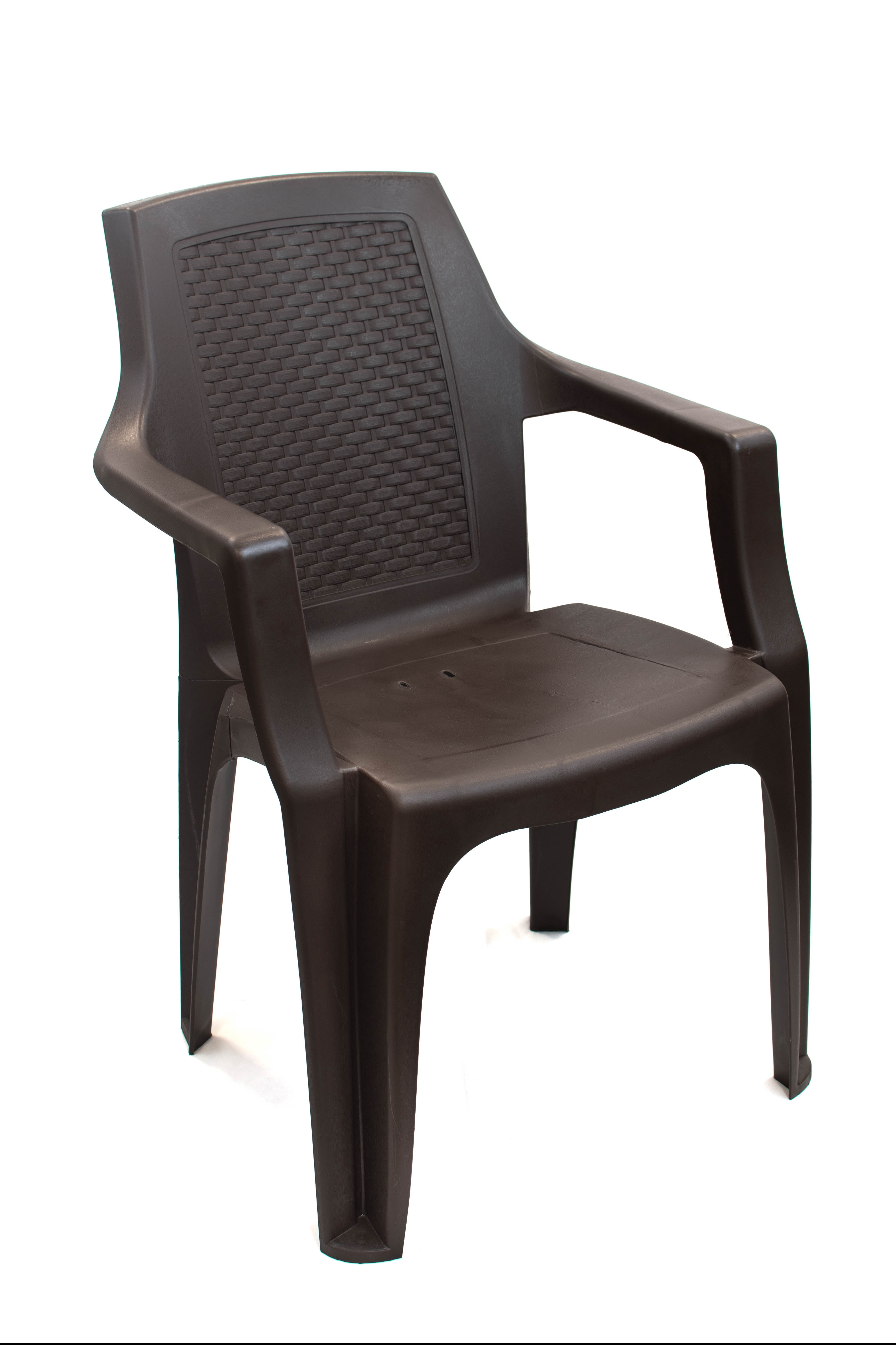 Inval Plastimas 5-Piece Outdoor Dining Chair and Table Set - Plastic - Stackable - Espresso