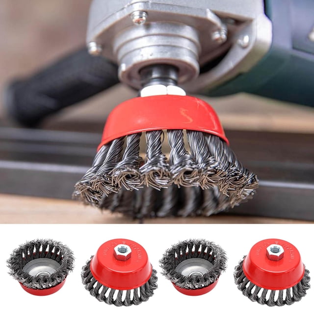 Brosse en Métal pour Perceuse Brosse Conique pour Moulin à Angle avec Fil Brosse de Broyage Roue en Fil d'Acier avec Nœud pour Déroulement Pneumatique Réglage à Angle Droit Ensemble de Meules Flexibles