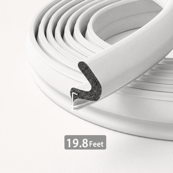 Morfeiy 19.8FT Kerf Weather Stripping Door Seal for Exterior Doors, Push-In Kerf Seal for Grooved Frames, Not Self-Adhesive, White