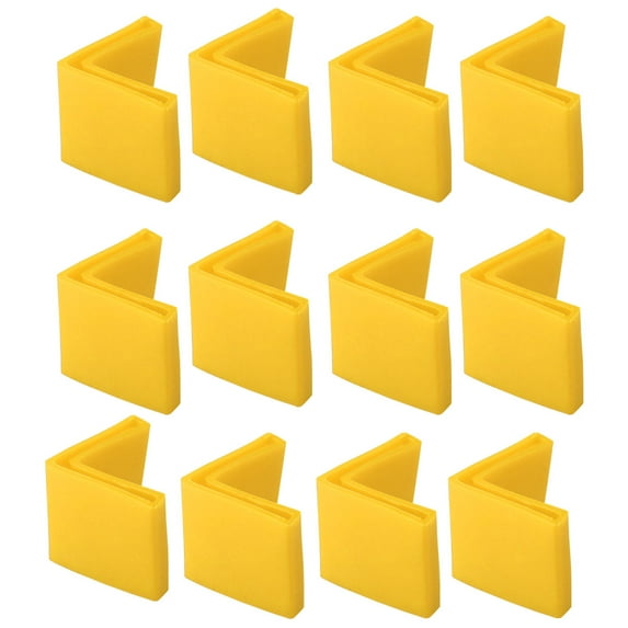 12 Pcs Yellow Soft PVC Angle Iron Foot L Shaped Edge Leg Cover 63mm x 63mm
