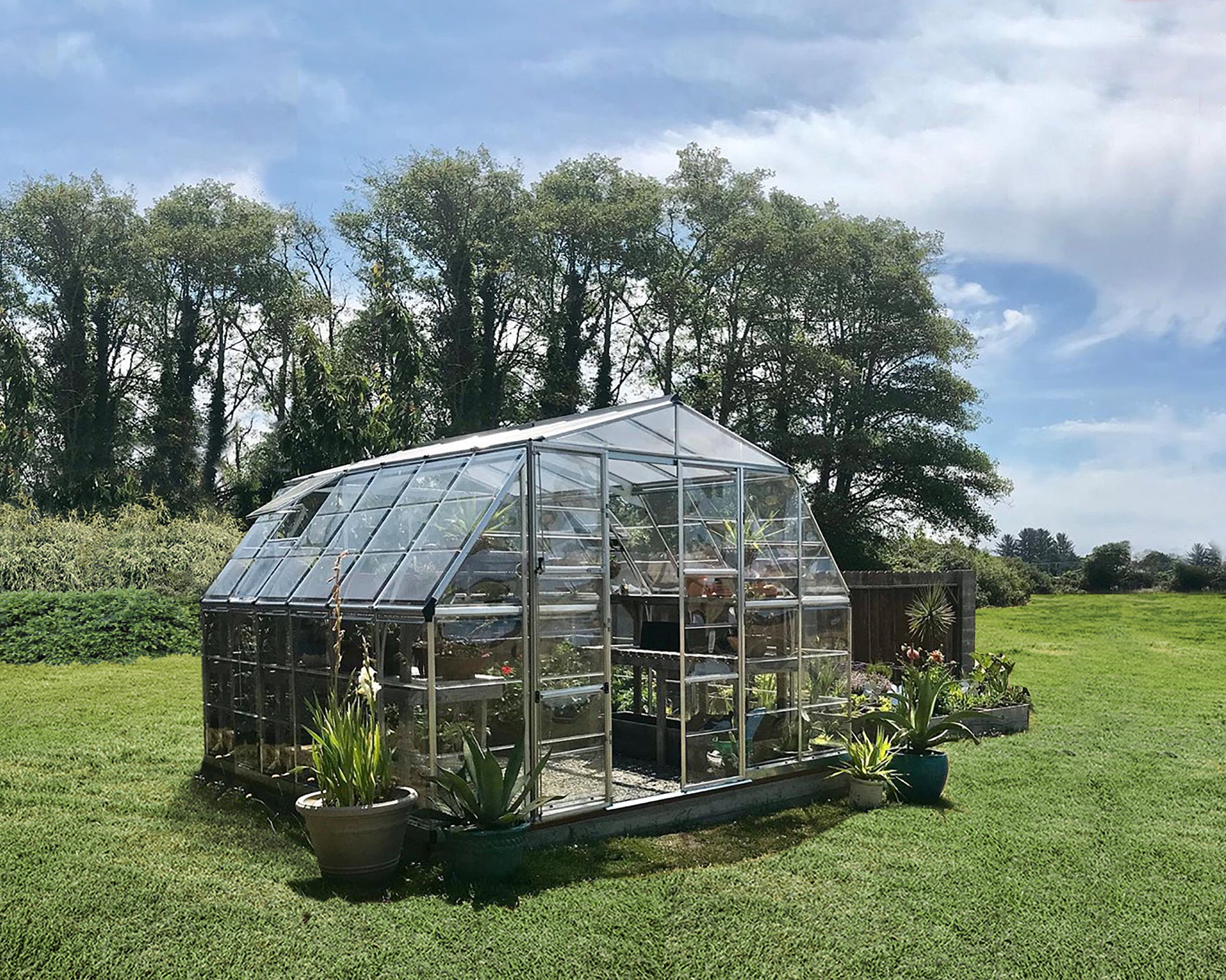 Palram - Canopia Americana - 12' x 12' - Walk-In Greenhouse - Silver - with 2 Roof Vents