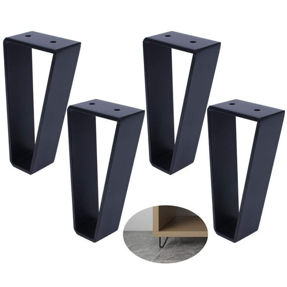 Osring 6 Inch Trapezoid Furniture Legs 4pcs Solid Steel Furniture Hairpin Leg for Side Table TV Stand and Cabinet Black