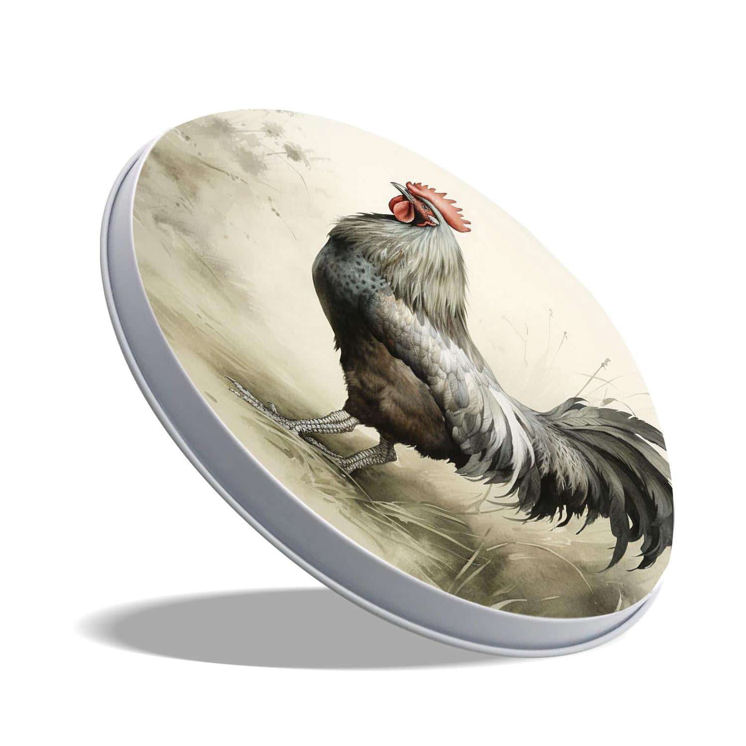 Round Stove Burner Covers 4 Pcs for Home Decor Cooktop Decorative ,Chinese Rooster Oil Painting Watercolor style, Metal Round Stove Burner Covers 8Inch And 10Inch
