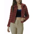 thumbnail image 4 of INSPIRE CHIC Women's Faux Fur Turn Down Collar Open Front Cropped Fluffy Jacket XS Burgundy, 4 of 6