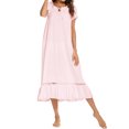 thumbnail image 3 of Nlife Women Strappy Ruffle Neck Short Sleeve Lace Spliced Hem Maxi Dress, 3 of 7