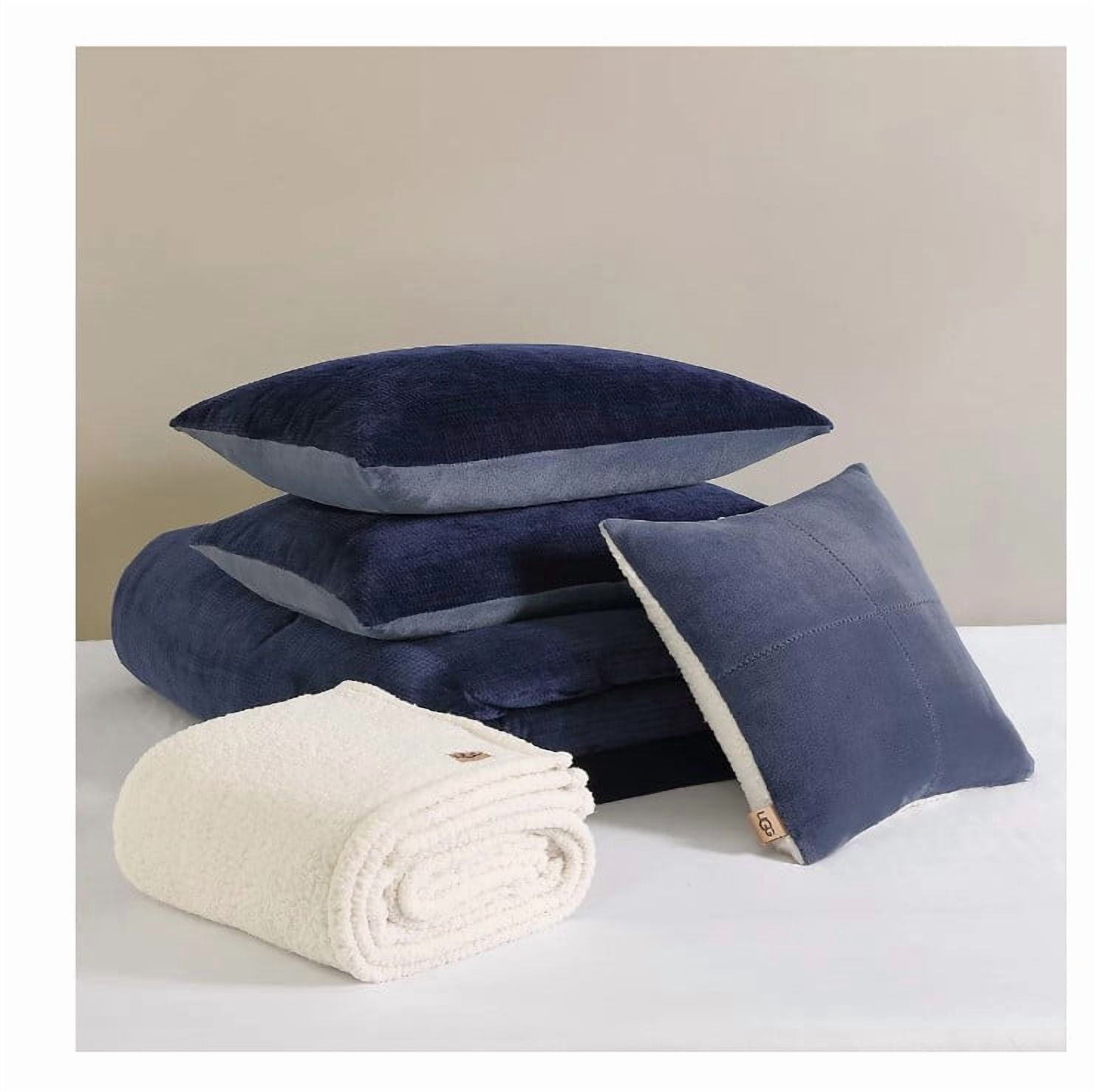 UGG Brody Reversible 5-Pc. Comforter Set, King-Navy
