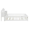 thumbnail image 4 of Bellemave Full Size Montessori Bed with Bookcase,Wooden Floor Bed with Fence Rails and Door, Full Playhouse Beds with Storage Headboards, No Box Spring Needed (White), 4 of 8