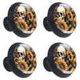 thumbnail image 2 of 4 Pcs Sunflower Skull Knobs for Kitchen Cabinet Cupboard Dresser Bookcase Drawer Pulls Handles Round Home Decor, 2 of 8