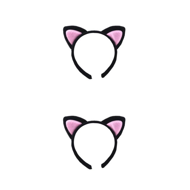 Guardurnaity Banda para el cabello para niños con orejas de gato de dibujos animados: la oreja de gato única y adorable tiene dibujos animados y Negro+Rosa 2Conjunto