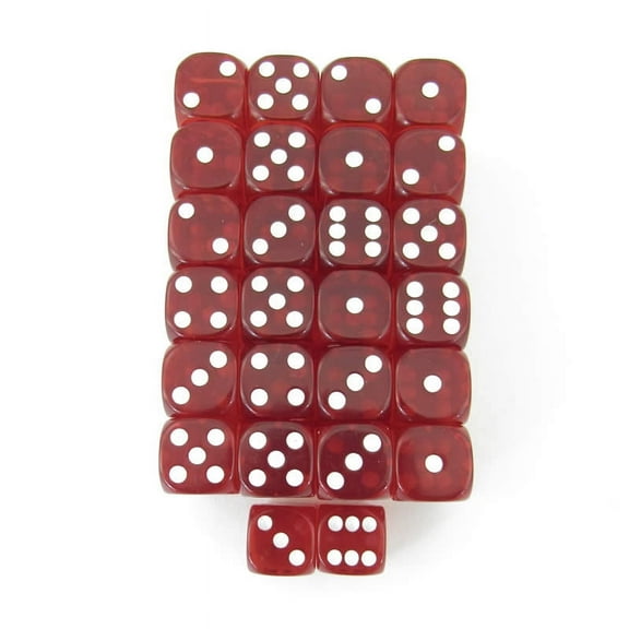 Red Transparent Dice with White Pips Rounded Corners D6 16mm (5/8in) Pack of 50 Wondertrail