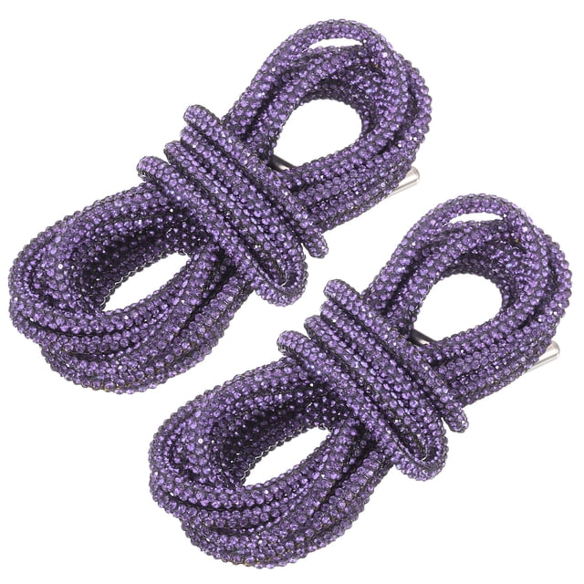 Unique Bargains 2Pack Rhinestone Shoe Lace, 39.4' Bling Glittered Ropes Drawstring Cords Replacement (Purple)