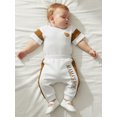 thumbnail image 5 of BemeyourBBs Newborn Baby Boys Spring Summer Fall Clothes Infant Baby Boy Mama's Boy Outfits Waffle Patchwork Bear Embroidered Short Sleeve Rompers Long Pants 2Pcs Clothes Set, 5 of 9