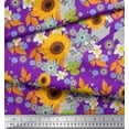 thumbnail image 2 of Soimoi Cotton Duck Fabric Leaves & Sunflower Floral Print Sewing Fabric Yard 56 Inch Wide, 2 of 3