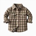thumbnail image 3 of YIWULA Toddler Boy Girl Fall Flannel Shirt Kid Baby Long Sleeve Button Down Plaid Shirts(10-11 Years,Khaki), 3 of 5