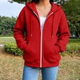 thumbnail image 6 of Hpapadks Womens Zip Up Hoodies Teen Girls Cozy Zipper Hoodie Soft Casual Street Style Womens Zip Up Sweatshirt Red, 6 of 8