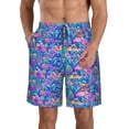 thumbnail image 2 of Uemuo Colorful Mushrooms Pattern Men's Swim Trunks Hawaiian Beach Bathing Suit Swimsuits Beach Quick-Dry Shorts with Pockets-Small, 2 of 9
