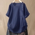 thumbnail image 1 of Hauts d'Entraînement d'Été Grande Taille pour Femmes Mode T-Shirt Uni Col Rond Manches Courtes T-Shirt Assorti T-Shirt Col en V pour Femmes en Liquidation, 1 of 4