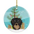 thumbnail image 1 of Christmas Tree and Longhair Black and Tan Dachshund Ceramic Ornament, 1 of 3