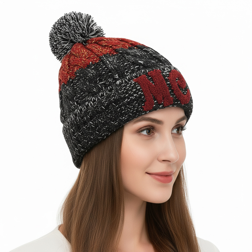 Wireless Beanie Hat Headphones | Music Winter | Knit Stereo Headphone Cap Women Soft Hat with Pompon | for Skiing