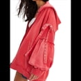 thumbnail image 2 of Sudadera con Capucha Informal de Larga con Cremallera y Bolsillos para Mujer, Talla Grande Rojo S, 2 of 7