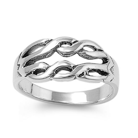 925 Sterling Silver Intertwined Fate Ring Size 6