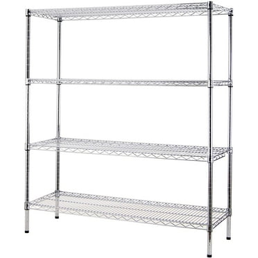 14" Deep x 60" Wide x 86" High 4 Tier Chrome Wire Shelving Kit | NSF Commercial Storage Rack Unit