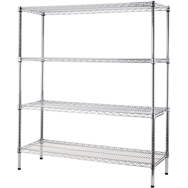 18" Deep x 48" Wide x 86" High 4 Tier Chrome Wire Shelving Kit NSF Commercial Storage Rack