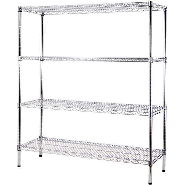 18" Deep x 48" Wide x 86" High 4 Tier Chrome Wire Shelving Kit NSF