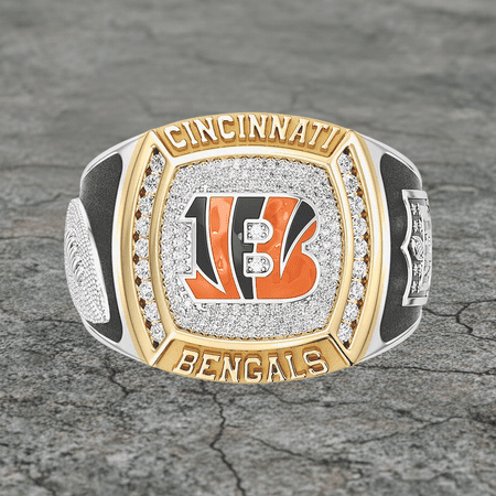 #CincinnatiBengals 1/2ctw Two Tone Yellow Gold and 925 Sterling Silver Championship Ring, University or College Students Graduation Ring