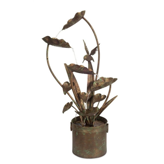 Home Decorative Anthurium and Hummingbird Fountain 39.5"H Iron