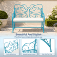 thumbnail image 5 of Zimtown 40" Blue Metal Outdoor Bench with Butterfly Backrest, Patio Loveseat Bench with White Cushion, Garden Porch Bench for 2 People, 5 of 9