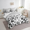 thumbnail image 3 of Feelyou Fashion Leopard Print Bedding Comforter Set 7pcs for Women, White Grey Wartercolor King Bedding Sets, Sequin Print Bed Sheets, Lightweight Room Decor, 3 of 7