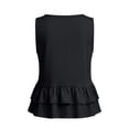 thumbnail image 4 of Cotton Linen Tank Tops V Neck Ruffle Tank Top Peplum Cotton Tops for Women Linen Tank Tops Going Out Top Women's Babydoll Tops Casual Sleeveless Shirts Summer Linen Tank Tops Black L, 4 of 7