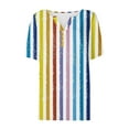 thumbnail image 4 of Raeneomay Button Down Shirts for Women Striped Printed Short Sleeved V-Neck Button Top Short Sleeved V-Neck Top/Shirt, 4 of 5