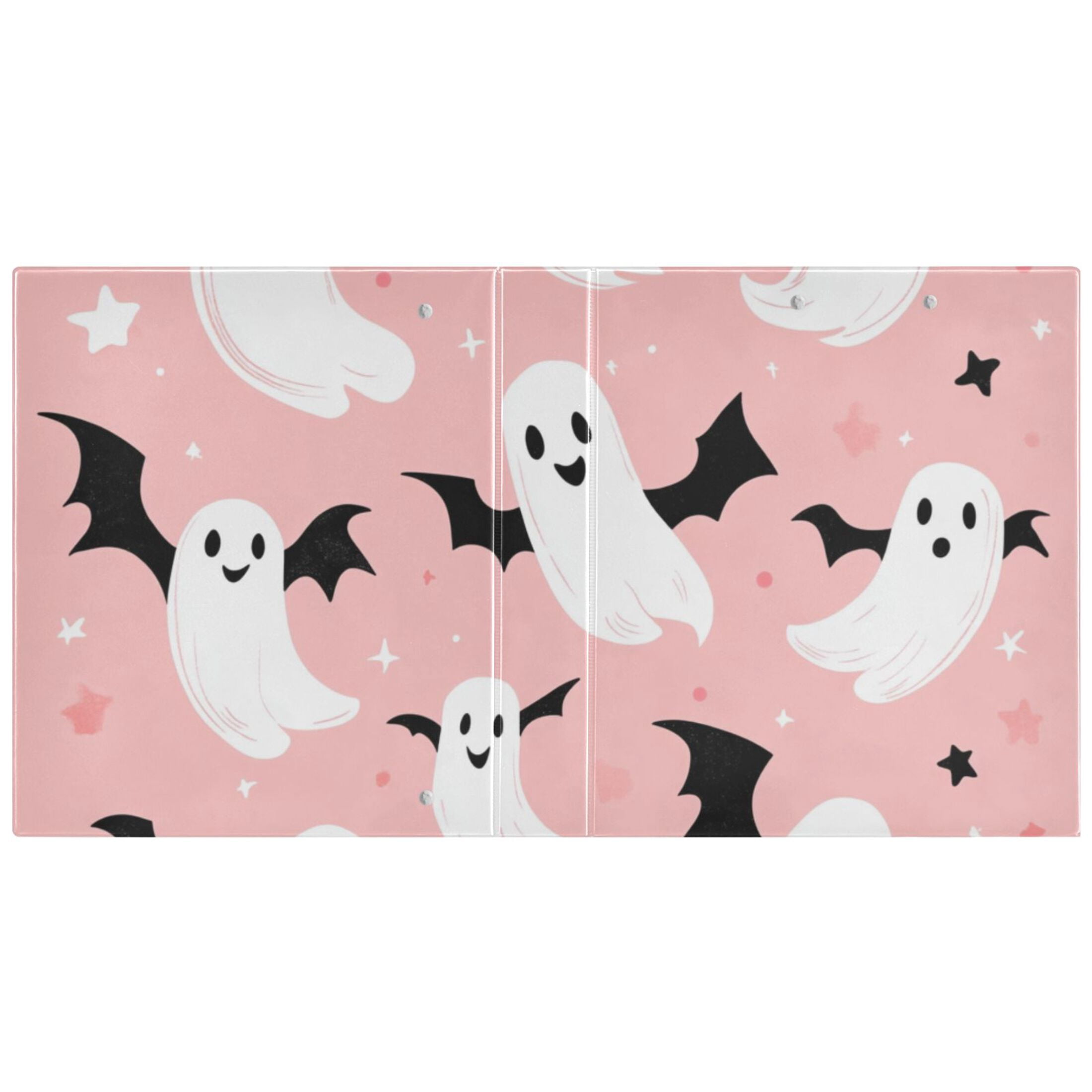 Ghosts and Stars 3 Ring Binders 1.5 inch Hardcover File Folders with Interior Pockets A4 Size Organizer for School Office Hospital Set of 2