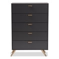 thumbnail image 4 of Baxton Studio Kelson Modern and Contemporary Dark Grey and Gold Finished Wood 5-Drawer Chest, 4 of 7